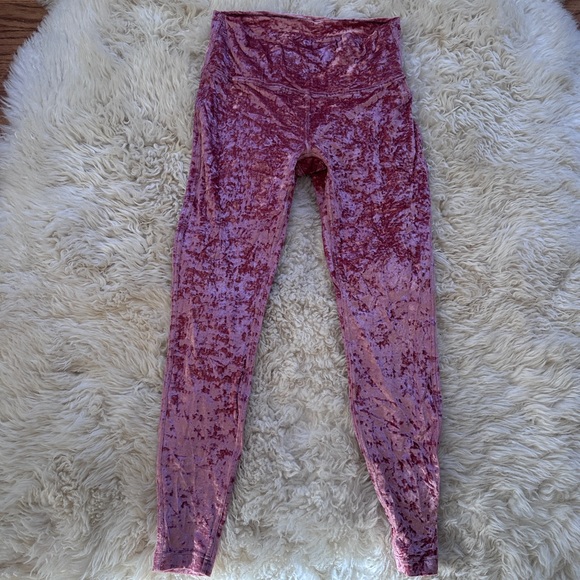Lululemon Wunder Lounge High Rise Tight 28" Crushed Velvet Soft Cranberry - Picture 2 of 8